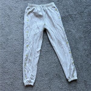 PINK Flower Embroidered Joggers